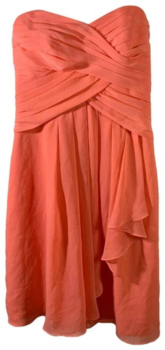 David's Bridal Womens Dress Coral Strapless Chiffon Mini Dress Size 2